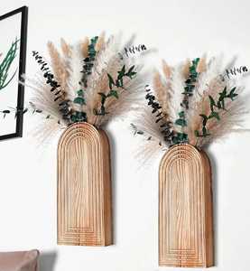 Vase en bois haut et fin fait main, luxe, grain naturel, bois massif, bouteille à fleurs, décoration moderne pour centre de table de salon - Product Image 3