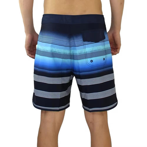 Custom <b>Men's</b> Gradient Striped Board Shorts Quick Dry Surf Swim <b>Trunks</b> with Side and Back Pockets Wholesale Summer Beach Wear - Product Image 3