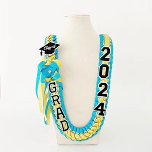 120cm <b>Pink</b> and White Double <b>Braided</b> Graduation School Leis Polyester Satin Ribbon High Quality Unisex Party Gifts - Product Image 4
