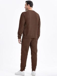 Men's <b>Brown</b> Geometric Print Tracksuit Crew Neck Full Sleeve Casual Sweatshirt and Drawstring Pants Regular Fit Autumn Wear - Product Image 3