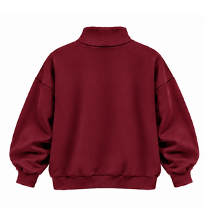 เสื้อสเวตเชิ้ตคอเต่าทรงโอเวอร์ไซส์สีเบอร์กันดี แบบยูนิเซ็กส์ ทรงหลวม แขนยาว เนื้อผ้าหนา พิมพ์ลายตามสั่ง สไตล์ลำลองแนวสตรีทแวร์ - Product Image 2