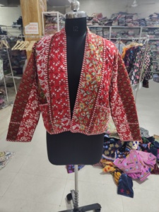 Cardigan ouvert pour femme à imprimé floral, style bohème, manches longues, vêtement d'extérieur décontracté, tissu polyester rouge, poche plaquée, CADEAU - Product Image 1