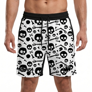 Pantalones Cortos de MMA MAWKA para Hombre, Estampado de Calavera, Secado Rápido, Corte Regular, Blanco y Negro, Impresión por Sublimación, Pantalones Cortos 2 en 1 Unisex - Product Image 1