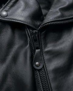 Veste de motard en cuir véritable noir de qualité supérieure pour homme, col rabattu, couleur unie, style automne, vente en gros - Product Image 3