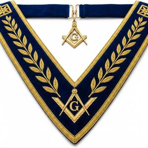 Chaîne de col maçonnique personnalisée en velours bleu, brodée, à coudre, avec épingle de sûreté, pour cérémonie de grande cérémonie, insigne de grade - Product Image 3