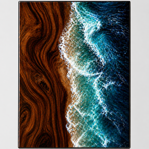 Ocean Wood Grain Wall Art Abstract Beach Painting Framed Decorative <b>Print</b> for Living Room <b>Office</b> - Product Image 1