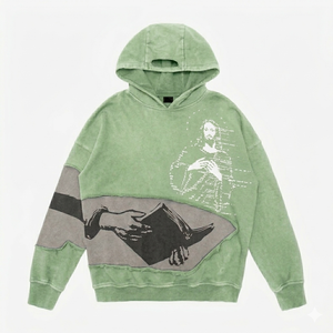 Sudadera con Capucha Personalizada con Diseño Gráfico ODM de Otoño, Sudadera Holgada Estampada, 100% Algodón, Tejido de Felpa, Corte Recortado, 300g, Estilo Casual Hip Hop - Product Image 4