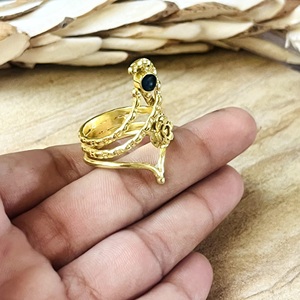 Hot Design Boho <b>Snake</b> Black Onyx <b>Ring</b> Boho Brass Jewelry for Women 18k Gold Plated <b>Snake</b> Floral <b>Ring</b> for Wholesale/OEM/ODM - Product Image 5