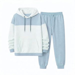 Ensemble de survêtement homme en molleton bouclette personnalisé avec broderie, pantalon évasé, streetwear, ensemble sweat à capuche zippé en coton épais pour homme - Product Image 1