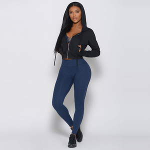 Conjunto de Yoga de 2 Piezas Azul Marino para Mujer, Leggings de Cintura Alta Sin Costuras con Tirantes Cruzados y Sujetador Deportivo con Recortes, Largo Completo - Product Image 4