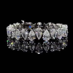 Pulsera de tenis de oro blanco de 14K con diamantes de laboratorio de corte pera, claridad VVS2, color F, certificado IGI, unisex, para boda, en tendencia - Product Image 2