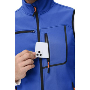 Chaleco de Forro Polar Azul para Hombre, Cuello Alto, Cierre de Cremallera, Cortavientos, Ropa Casual para Exteriores - Product Image 3