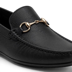 Mocassins en cuir véritable pour hommes, bout rond, à enfiler, noirs, semelle extérieure en caoutchouc amorti, pour le bureau et les occasions professionnelles, toutes saisons, export BD - Product Image 3