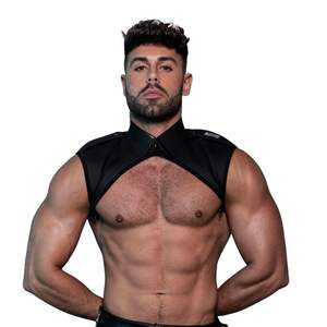 Harnais en vinyle à fermeture éclair rouge pour homme, tenue de club fetish, ajustement réglable - Product Image 1