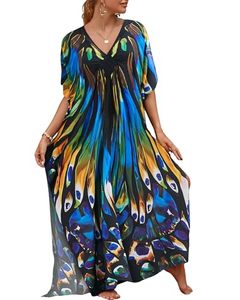 Vestido de Playa Maxi Transparente con Estampado Floral y Protección UV para Mujer, Elegante y Ligero, Ideal para Vacaciones - Product Image 1