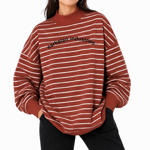 Suéter Oversize Personalizado para Mujer con Cuello Alto, Ligero, de Algodón Terry, con Logotipo Personalizado, Corte Holgado, Proveedor Mayorista de Fábrica - Product Image 1