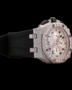 Reloj de Lujo Personalizado de Fábrica con Diamantes de Moissanita Redondos, Correa de Goma Negra, Esfera Multifuncional y Bisel, Regalo para Hombre - Product Image 2