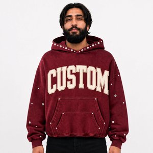 Sweat à capuche d'hiver brodé personnalisé en molleton 100 % coton épais, coupe oversize avec motif graphique pour les acheteurs américains - Product Image 1