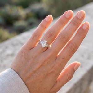 Anillo de estilo clásico con moissanita talla marquesa Art Deco, plata de ley 925 original, regalo de promesa para bodas reales y fiestas, para parejas. - Product Image 4