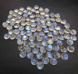 Pierre de lune arc-en-ciel naturelle, cabochon de qualité supérieure, pierres précieuses rondes calibrées pour la fabrication de bijoux, cristal de guérison - Product Image 1