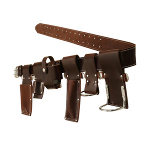 Ceinture de charpentier en cuir véritable robuste, réglable, avec pochette à outils, porte-clés et marteau, pour charpentiers, constructeurs et entrepreneurs, à vendre - Product Image 6