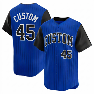 Maillot de baseball rayé personnalisé pour équipe, respirant, en polyester, vêtements de sport pour entraînement, vêtements de sport pour hommes, maillot bleu royal - Product Image 1