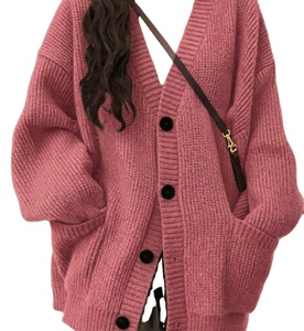 Cardigan en Coton Tricoté de Haute Qualité pour Femme, Demi-Zip, Manches Longues, Confortable, Hiver, Décontracté, Pulls Tricotés Type Couverture, Vente en Gros - Product Image 1