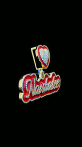 Pendentif en émail rouge personnalisé VVS Moissanite dernier Iced Out Brilliant Cut 925 Silver Gold Plating Hip Hop Heart Bail Enamel Pendant - Product Image 3