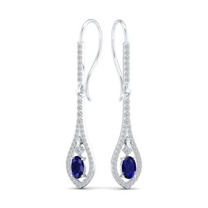 REYES New Arrival 925 Sterling <b>Silver</b> Oval Cut 1Ct Blue Sapphire Gemstone Earrings Exquisite GRA Certified Moissanite Jewelry - Product Image 5