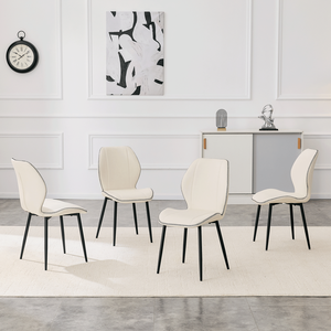 Set di 4 Sedie da Pranzo di Lusso in Ecopelle Bianca con Gambe in Metallo Nero Regolabili, Disponibili in Vari Colori - Product Image 5
