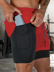 <b>Men's</b> Performance 2-in-1 Cotton Sports <b>Shorts</b> with <b>Compression</b> Inner <b>Shorts</b> Breathable Quick Dry Eco-Friendly Gym Running - Product Image 1