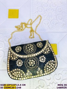 Craftstages International Handcrafted Metal <b>Clutch</b> Bag Chain Ethnic Fashion Designer Evening Sling Purse Women Satin Lining - Product Image 4