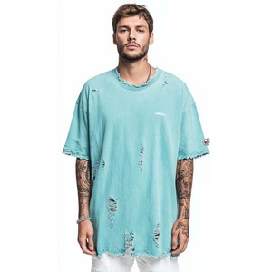 Camiseta Deportiva de Algodón Verde Desgastado con Logotipo Personalizado para Hombre, Cuello Redondo, Manga Corta, Estilo Urbano, Color Sólido, Aspecto Lavado - Product Image 2