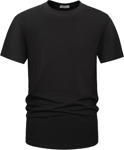 T-shirts pour hommes en coton 100% lourd 200g, tissu peigné, col rond, logo tricoté sur le devant, sérigraphié, respirant, vente en gros - Product Image 3