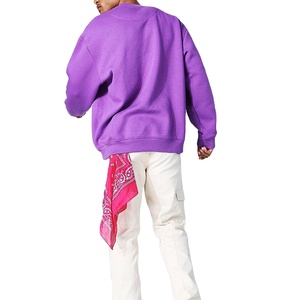 Sweat-shirt col rond oversize pour homme, 500 g/m², en molleton de coton épais 100 % coton, délavé, épaules tombantes, brodé, vente en gros - Product Image 5