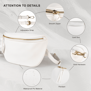 Borsa a tracolla da donna in pelle PU bianca, marsupio e borsa a tracolla - Product Image 4