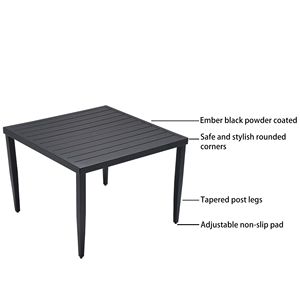 Set da Pranzo Moderno da Esterno a 5 Pezzi in Alluminio con 4 Sedie Imbottite Quadrate da 100 cm per Giardino Sunbrella - Product Image 4