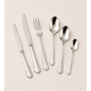 Ensemble de couverts en acier inoxydable de qualité supérieure, finition miroir, bord festonné vintage, pour mariage, hôtel, vaisselle de table - Product Image 1