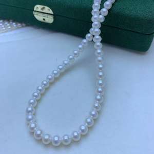 Collar de Perlas de Agua Dulce Naturales de 5-6 mm con Forma Circular Perfecta, Cadena de Clavícula con Luz Intensa, Brillante, Translúcida y Ligeramente - Product Image 3