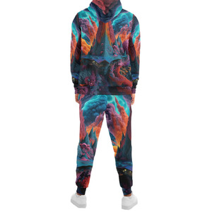Men's Custom Sublimation Print Winter 2-Piece Hooded Heavyweight Streetwear <b>Tracksuit</b> Full Sleeve T-Shirts Elastic Waist - Product Image 2