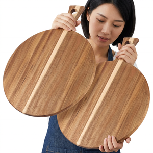 Planche à découper en bois d'acacia de 1,5 cm d'épaisseur avec poignée pour servir, planches à découper de cuisine, pizza, pain, fromage, charcuterie, fruits, légumes - Product Image 3
