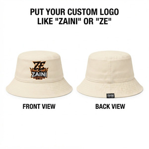 Chapeau Bob Unisexe en Sergé de Coton Premium 240 GSM ZAINI ZI-112 Crème Beige avec Logo Brodé Personnalisé – Chapeau de Soleil Décontracté pour l'Extérieur et l'Été - Product Image 1