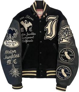 Chaqueta de Béisbol Estilo Vintage para Hombre, Felpa, Corte Holgado, Letra Bordada, Logotipo Personalizado, Moda Primavera Otoño - Product Image 1