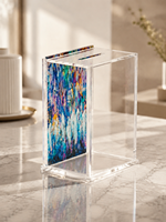 Acryl-Tzedakah-Box für Wohltätigkeit - Moderne Spendenbox mit Abstrakter Kunst - Jüdisches Geschenk - Dekorative Lucite-Tzedakah-Box