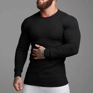 T-shirt de compression tricoté à manches régulières pour homme de haute qualité - Respirant, écologique, pour la course à pied, le jogging, la gym et l'entraînement - Product Image 5
