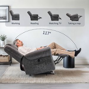 Poltrona Elettrica Reclinabile con 8 Punti di Massaggio e Funzione Riscaldante per Anziani, Rivestimento in Tessuto Tecnico - Product Image 6