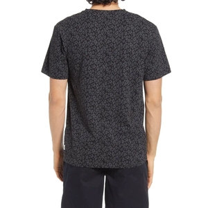 T-shirt homme noir à imprimé léopard, manches courtes, col rond, coupe classique, style tricoté décontracté - Product Image 3