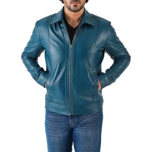 Chaqueta de cuero PU suave de alta calidad para hombre, con cuello vuelto, ropa de abrigo de invierno, moda urbana informal, cómoda para el día a día - Product Image 3