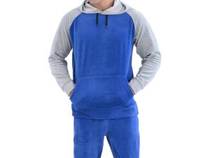 ชุดวอร์มกันหนาวสำหรับผู้ชาย, ชุดกันหนาวแขนยาวแบบสวมศีรษะชุดวอร์มผ้าฝ้ายโพลีเอสเตอร์สีตัดกัน - Product Image 2