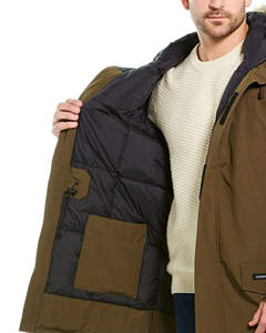 Men's Olive Hooded Puffer Jacket Fur Lining <b>Waterproof</b> Filled Long Casual <b>Winter</b> <b>Coat</b> Plus Size Zipper Closure Regular Fit - Product Image 6